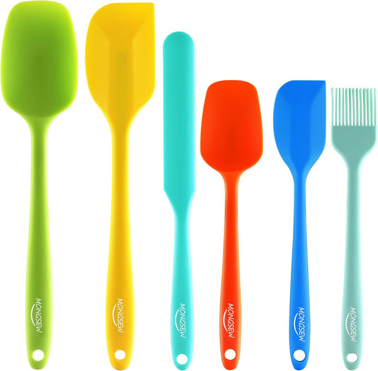 6PCS Silicone Spatulas, Food Grade Heat Resistant Rubber Spatula Set, Kitchen Spatulas for Baking, Cooking and Mixing, BPA-Free, Dishwasher Safe (Set of 6, Multi Colors)