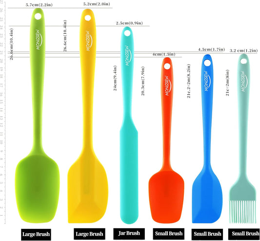 6PCS Silicone Spatulas, Food Grade Heat Resistant Rubber Spatula Set, Kitchen Spatulas for Baking, Cooking and Mixing, BPA-Free, Dishwasher Safe (Set of 6, Multi Colors)