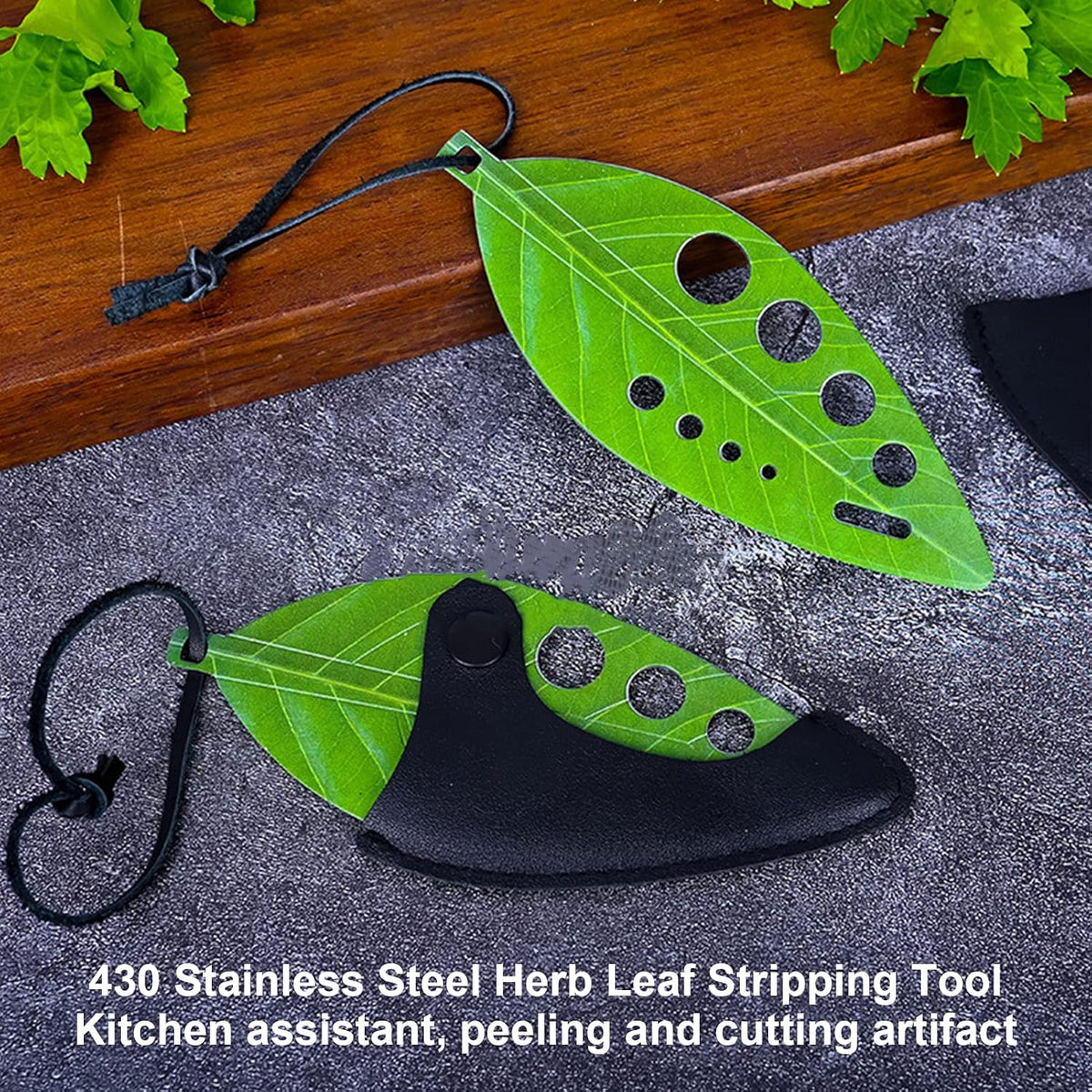 Herb Stripper Tool Stainless Steel, 9 Holes Herb Leaf Zipper Leaf Herb Stripper with 9 holes Leaf Remover Kale stripper Kitchen Tool for Chard Collard Greens Thyme and Rosemary