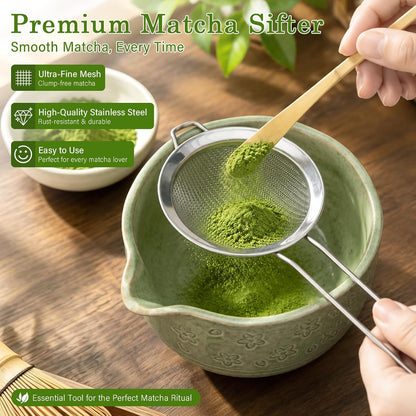 Matcha Whisk Set, 7Pcs Ceramic Matcha Kit with Cherry Blossom Design