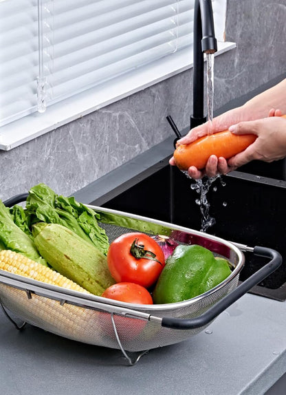 Fine Mesh Colander Over The Sink 6 Quart Stainless Steel Strainer Basket
