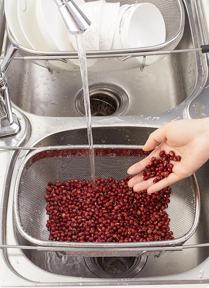 Fine Mesh Colander Over The Sink 6 Quart Stainless Steel Strainer Basket