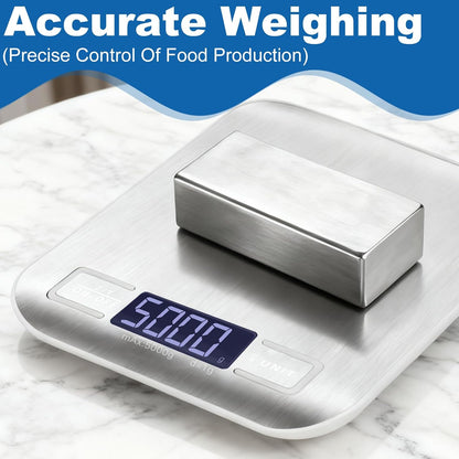 Food Scale, Digital Kitchen Scale for Kitchen 1g Precision, 22lb | Tare Function, Backlit LCD, Incloud Batteries 304 Stainless Steel 5 Units (g/kg/lb:oz/ml/fl.oz) For Baking Cooking Prep