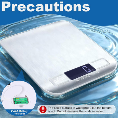 Food Scale, Digital Kitchen Scale for Kitchen 1g Precision, 22lb | Tare Function, Backlit LCD, Incloud Batteries 304 Stainless Steel 5 Units (g/kg/lb:oz/ml/fl.oz) For Baking Cooking Prep