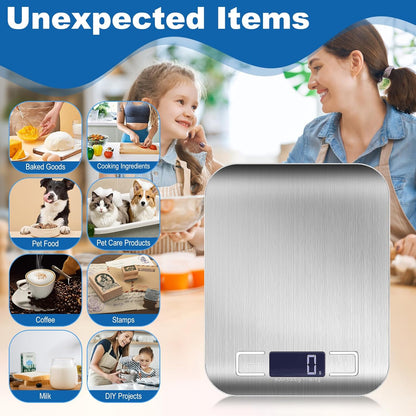 Food Scale, Digital Kitchen Scale for Kitchen 1g Precision, 22lb | Tare Function, Backlit LCD, Incloud Batteries 304 Stainless Steel 5 Units (g/kg/lb:oz/ml/fl.oz) For Baking Cooking Prep