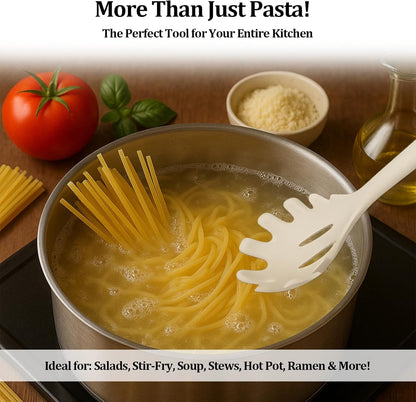 Stainless Steel Pasta Spoon with Teeth Pasta Server & Spaghetti Spoon with Drain Holes for Noodles, Pasta, Cooking & Serving (Silver)