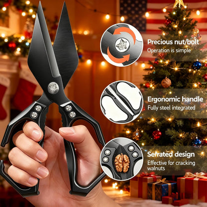 Multifunctional Heavy Duty Kitchen Shears,Kitchen Shears for Cutting Chicken,Kitchen Scissors for Food, Japanese High-Carbon Steel Culinary Poultry Shears, for Chicken,Meat,Fish,Bone Cutting(Silver)