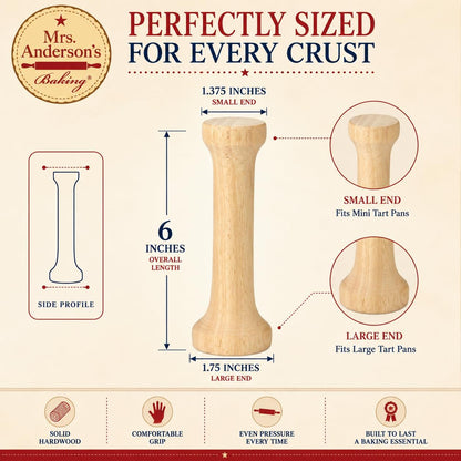 Double Dough Roller, Wood With Iron, 4.125-Inch And 2.375-Inch, Smooth Even Rolling For Dough And Pastry