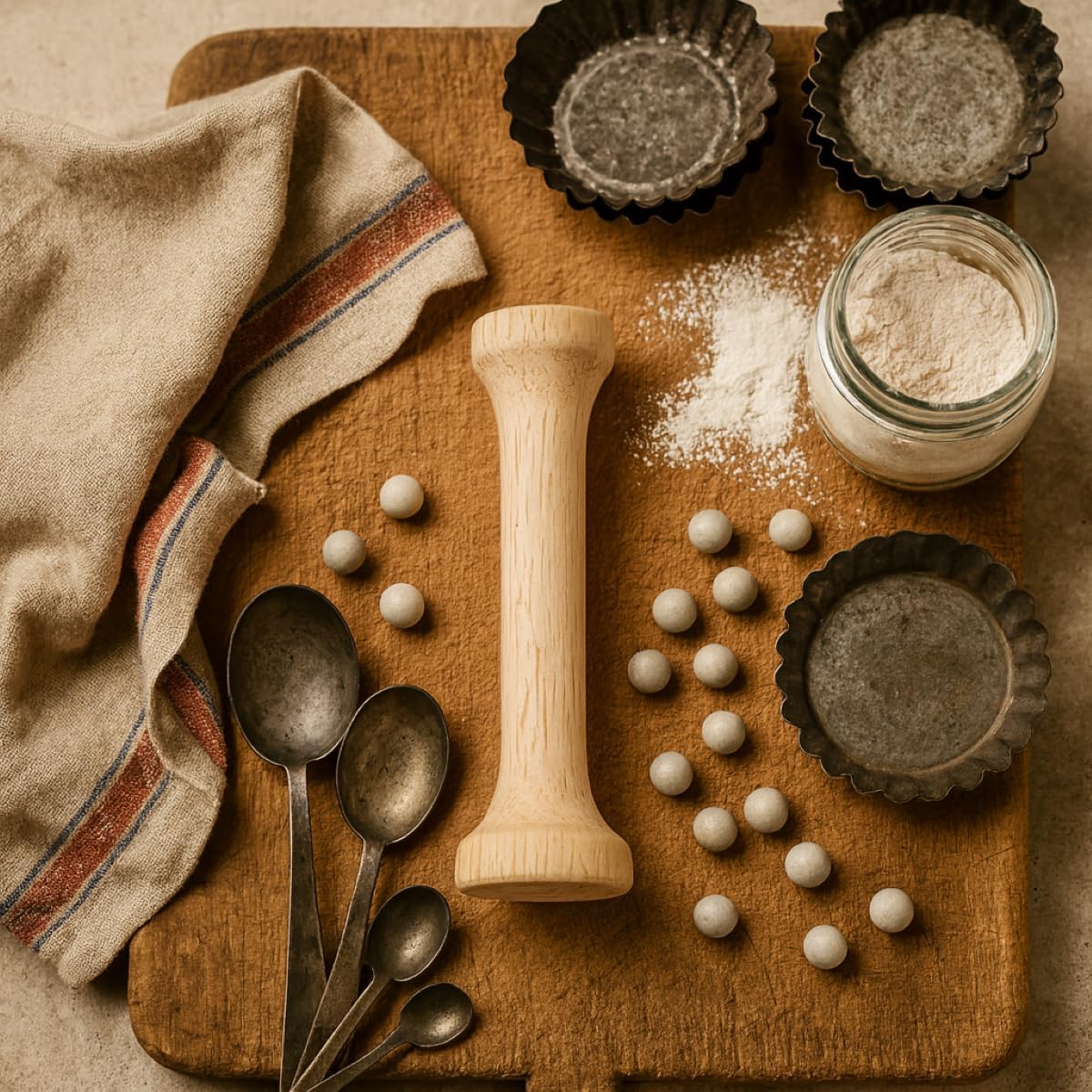 Double Dough Roller, Wood With Iron, 4.125-Inch And 2.375-Inch, Smooth Even Rolling For Dough And Pastry