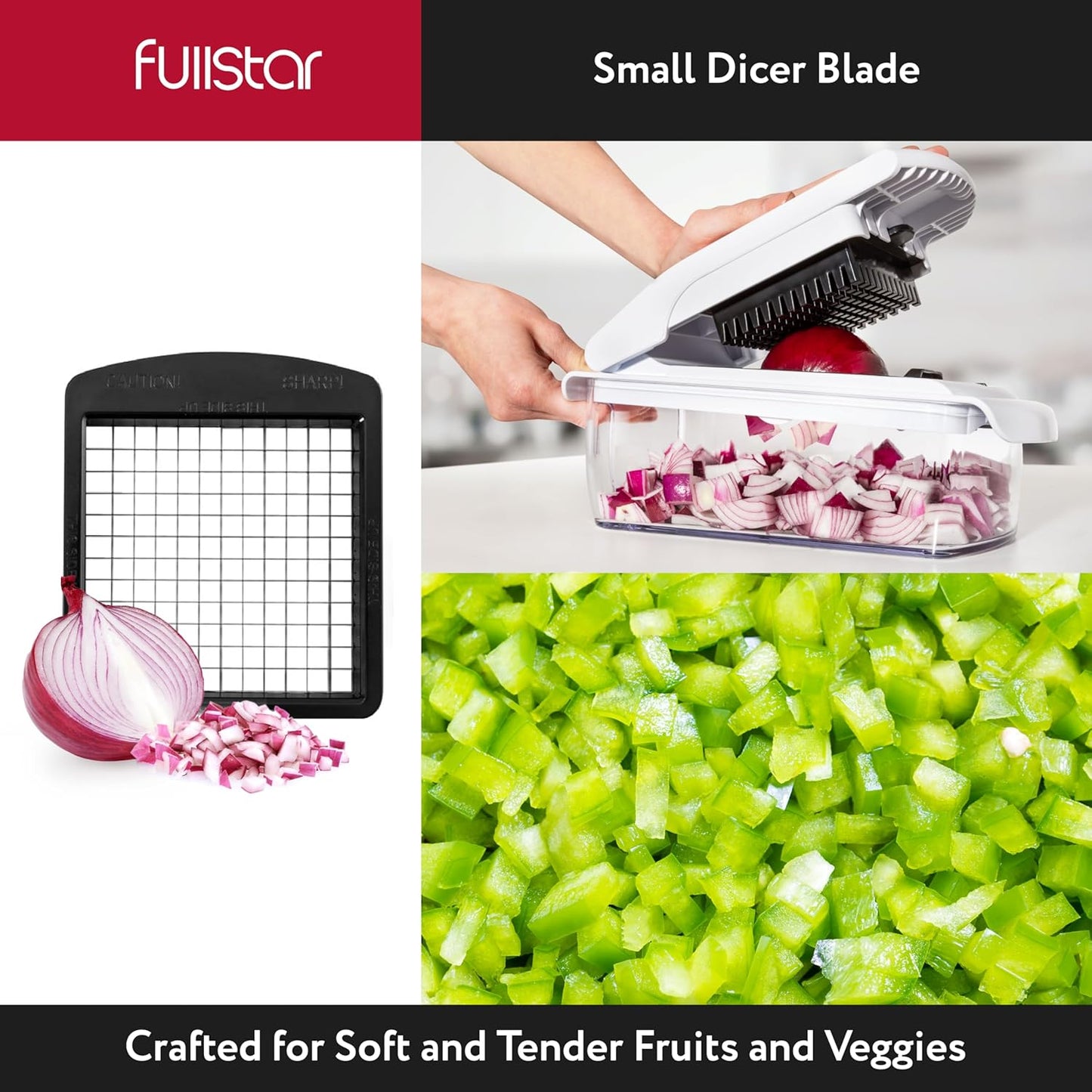 Blade Replacement Set For Select Vegetable Chopper Models | 2 pc Insert Set, Large Dicer for Potatoes & Apples, Small Dicer for Onions & Tomatoes, 3.9 x 4.4 inches
