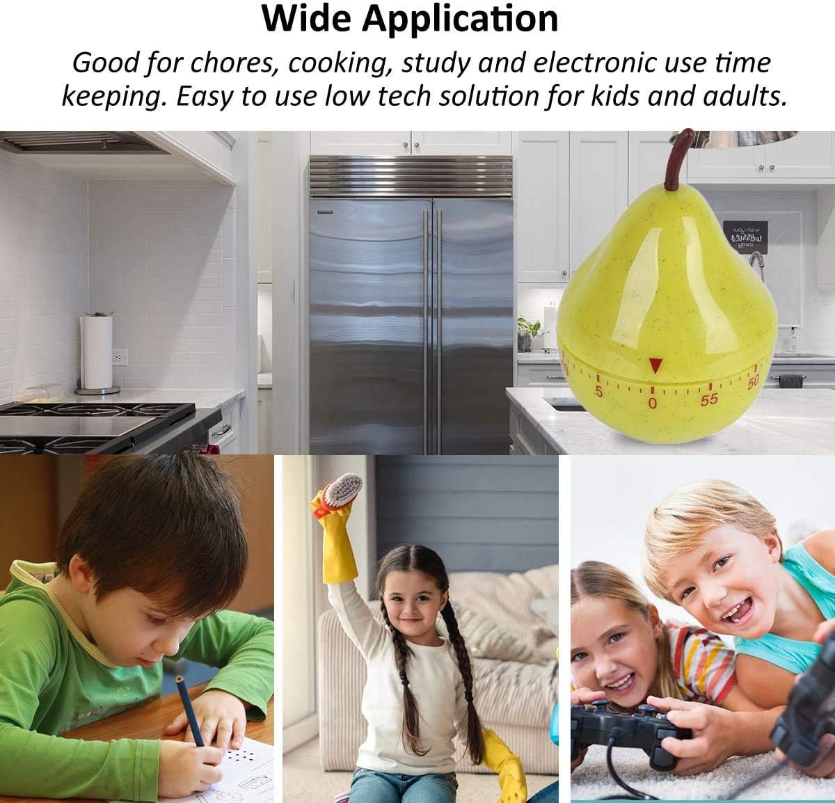 Cartoon Timer, Pear Shaped Kitchen Timer, Mini Cute 60mins Mechanical Manual Kitchen Timer Cooking Timer, Countdown Timer Mini Size Manual Timer Cartoon Fruit Timers Kitchen Cooking Timer