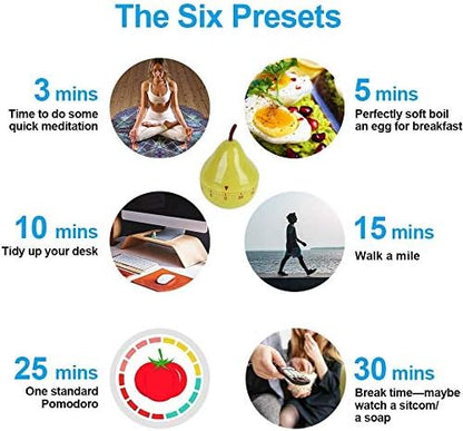 Cartoon Timer, Pear Shaped Kitchen Timer, Mini Cute 60mins Mechanical Manual Kitchen Timer Cooking Timer, Countdown Timer Mini Size Manual Timer Cartoon Fruit Timers Kitchen Cooking Timer