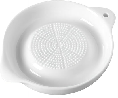 1 Pack Advanced Ceramic Grater Plate for Ginger, Garlic, Onion, Cheese, Lemon, Chocolate, Vegetables and Fruits in Kitchen, White, 4 Inches