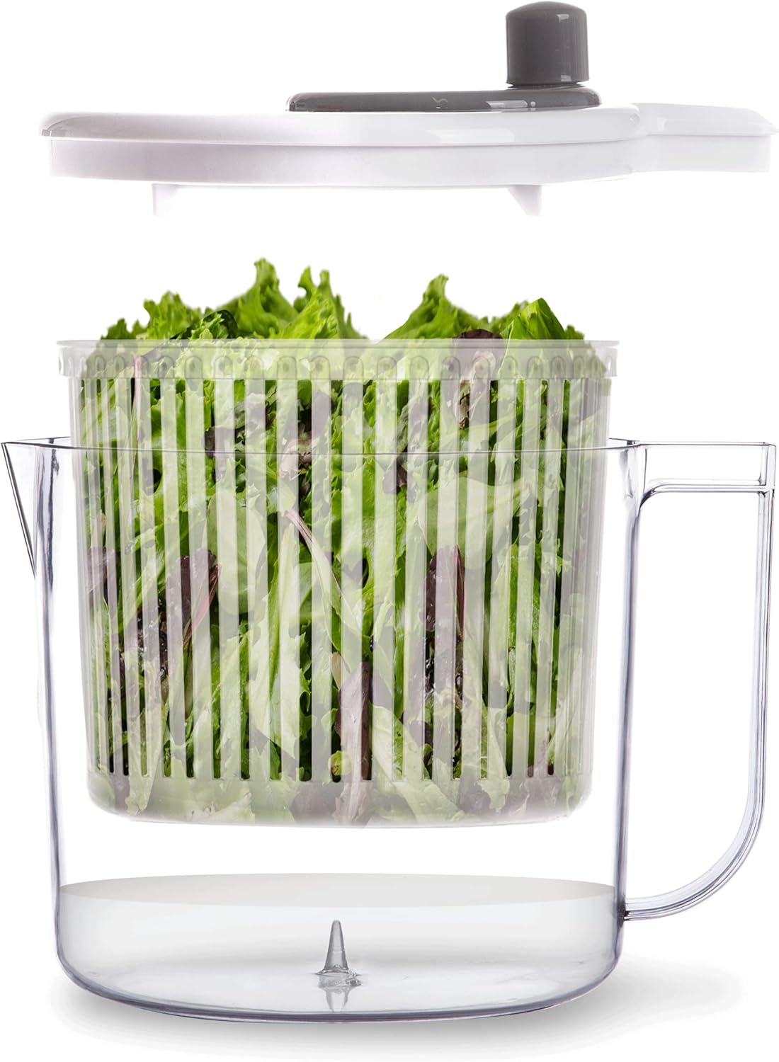 Salad Spinner - 2.6 Qt | Small Manual Lettuce Spinner with Built-in Draining System | Salad Spinner, Colander, and Water Pitcher in One | Fruit & Vegetable Basket Colander | Kitchen Gadgets