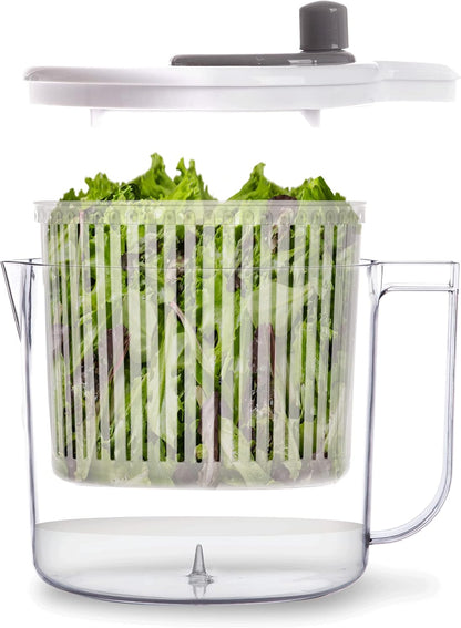 Salad Spinner - 2.6 Qt | Small Manual Lettuce Spinner with Built-in Draining System | Salad Spinner, Colander, and Water Pitcher in One | Fruit & Vegetable Basket Colander | Kitchen Gadgets