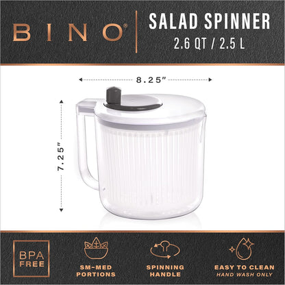Salad Spinner - 2.6 Qt | Small Manual Lettuce Spinner with Built-in Draining System | Salad Spinner, Colander, and Water Pitcher in One | Fruit & Vegetable Basket Colander | Kitchen Gadgets