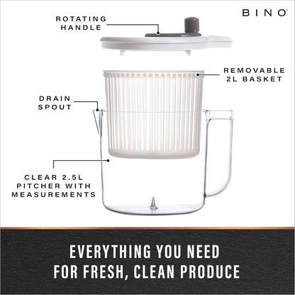 Salad Spinner - 2.6 Qt | Small Manual Lettuce Spinner with Built-in Draining System | Salad Spinner, Colander, and Water Pitcher in One | Fruit & Vegetable Basket Colander | Kitchen Gadgets