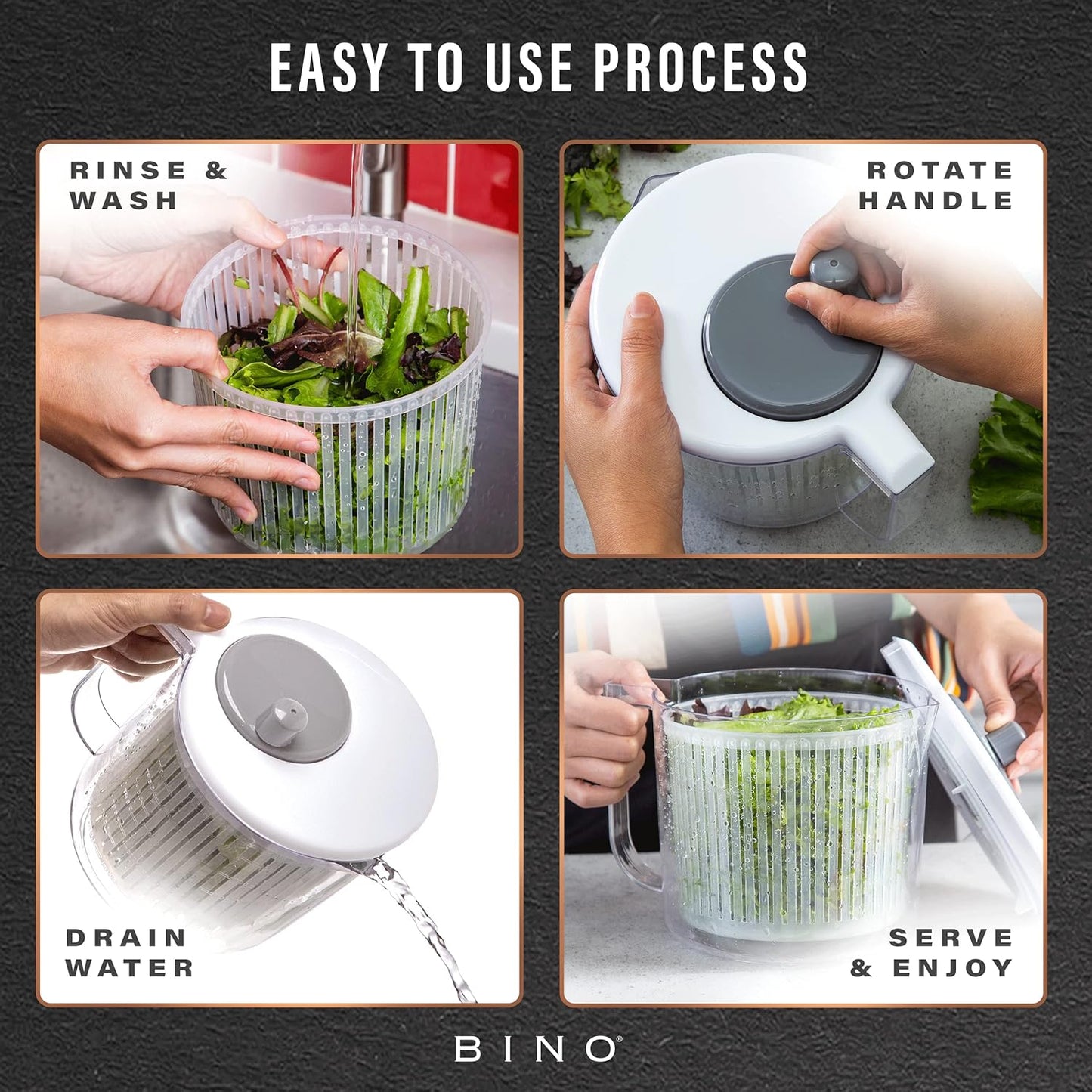 Salad Spinner - 2.6 Qt | Small Manual Lettuce Spinner with Built-in Draining System | Salad Spinner, Colander, and Water Pitcher in One | Fruit & Vegetable Basket Colander | Kitchen Gadgets