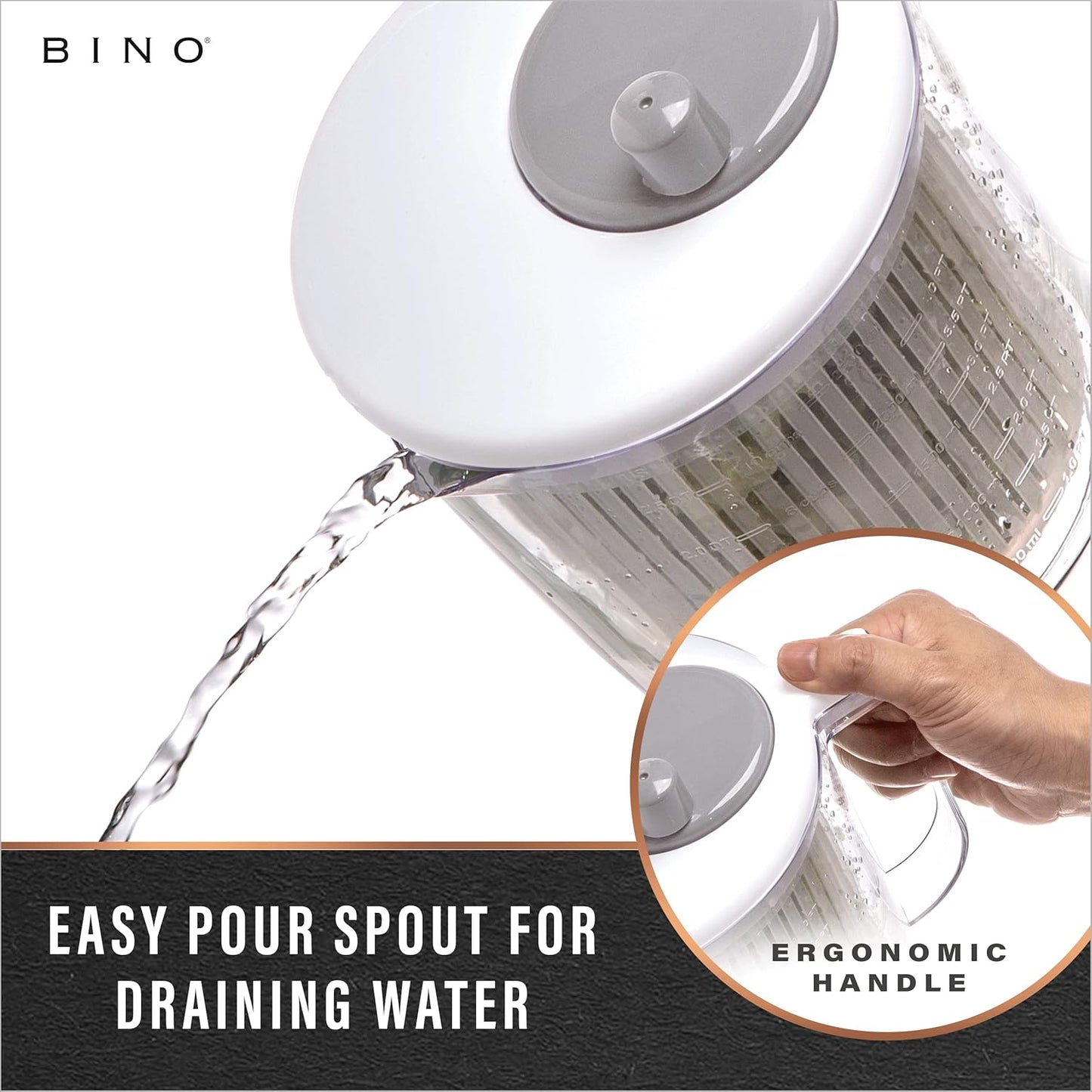 Salad Spinner - 2.6 Qt | Small Manual Lettuce Spinner with Built-in Draining System | Salad Spinner, Colander, and Water Pitcher in One | Fruit & Vegetable Basket Colander | Kitchen Gadgets