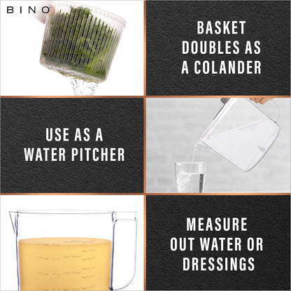 Salad Spinner - 2.6 Qt | Small Manual Lettuce Spinner with Built-in Draining System | Salad Spinner, Colander, and Water Pitcher in One | Fruit & Vegetable Basket Colander | Kitchen Gadgets