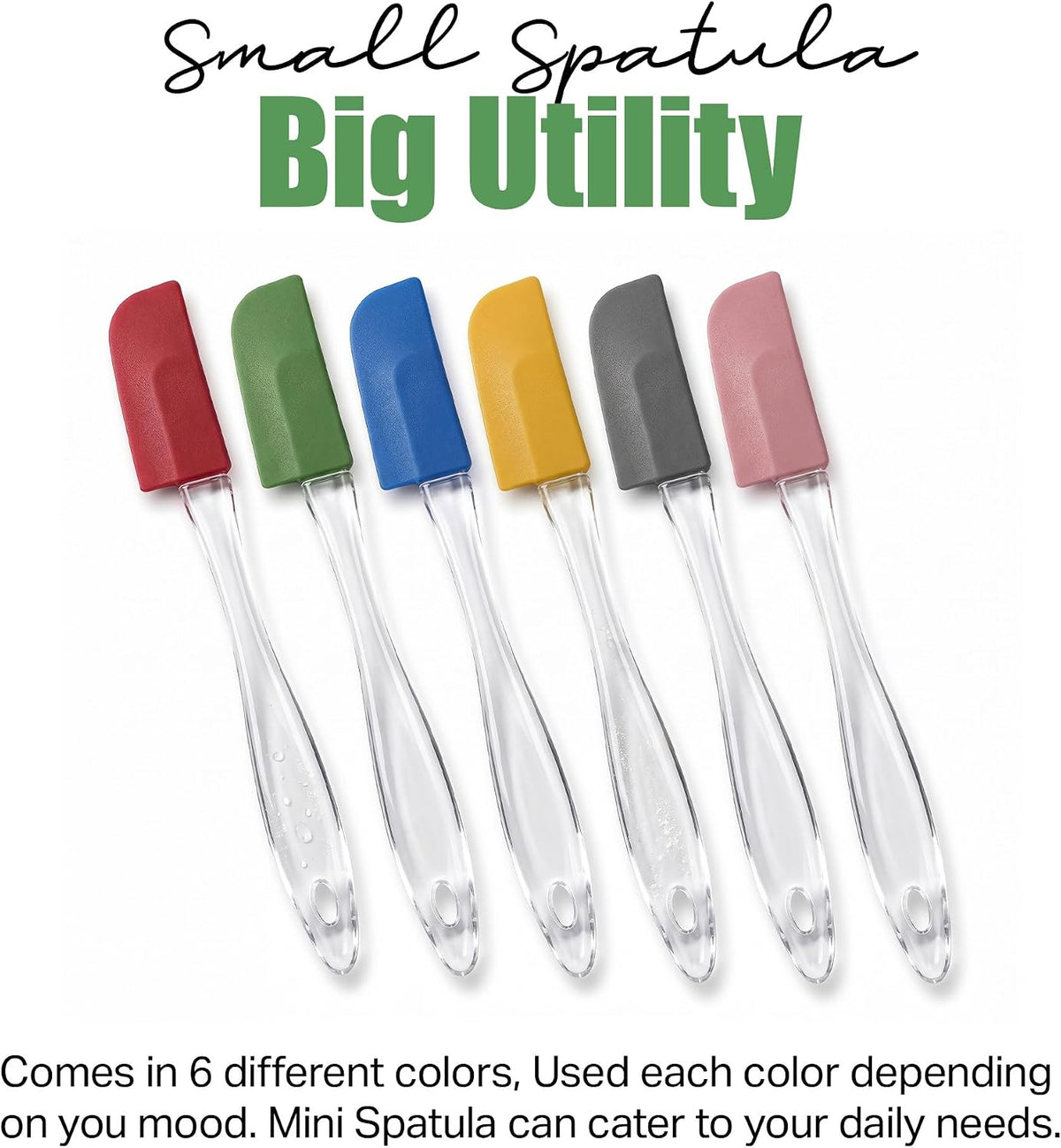 6-Piece Mini Spatula Set, Small Silicone Spatulas for Baking