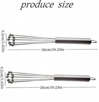 2 Pieces 10.23inch Stainless Steel Ball Whisks,Durable Manual Egg Beater, Whisk Set for Cooking,Cream whisk, kitchen baking tool,Dishwasher Safe