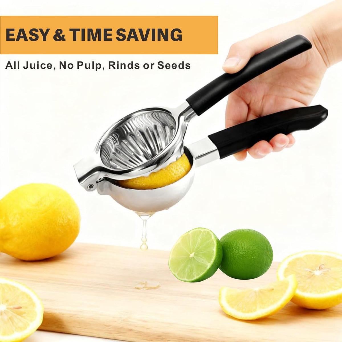Stainless Steel Lemon Squeezer, X-Large Manual Citrus Juicer