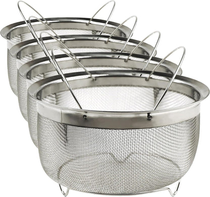 Mesh Colander Strainer Basket with Folding Handles, 3 Quarts | For Pasta, Frying, & Salads | Dishwasher Safe | Use in Pressure Cookers | Steaming, Draining & Rinsing