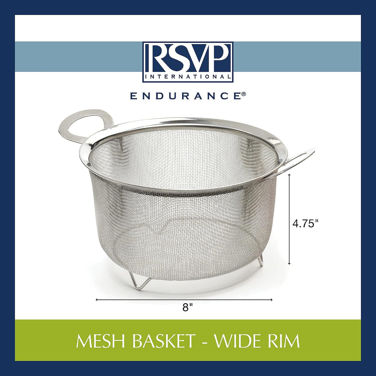 Mesh Colander Strainer Basket with Folding Handles, 3 Quarts | For Pasta, Frying, & Salads | Dishwasher Safe | Use in Pressure Cookers | Steaming, Draining & Rinsing