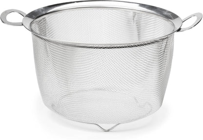 Mesh Colander Strainer Basket with Folding Handles, 3 Quarts | For Pasta, Frying, & Salads | Dishwasher Safe | Use in Pressure Cookers | Steaming, Draining & Rinsing