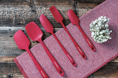 Premium 600°F Heat Resistant 5 Piece Silicone Spatula Set for Baking, Cooking, Mixing - Non-Stick with High Grade S-Iron Steel Core - One Piece Seamless Design - BPA Free (Black)