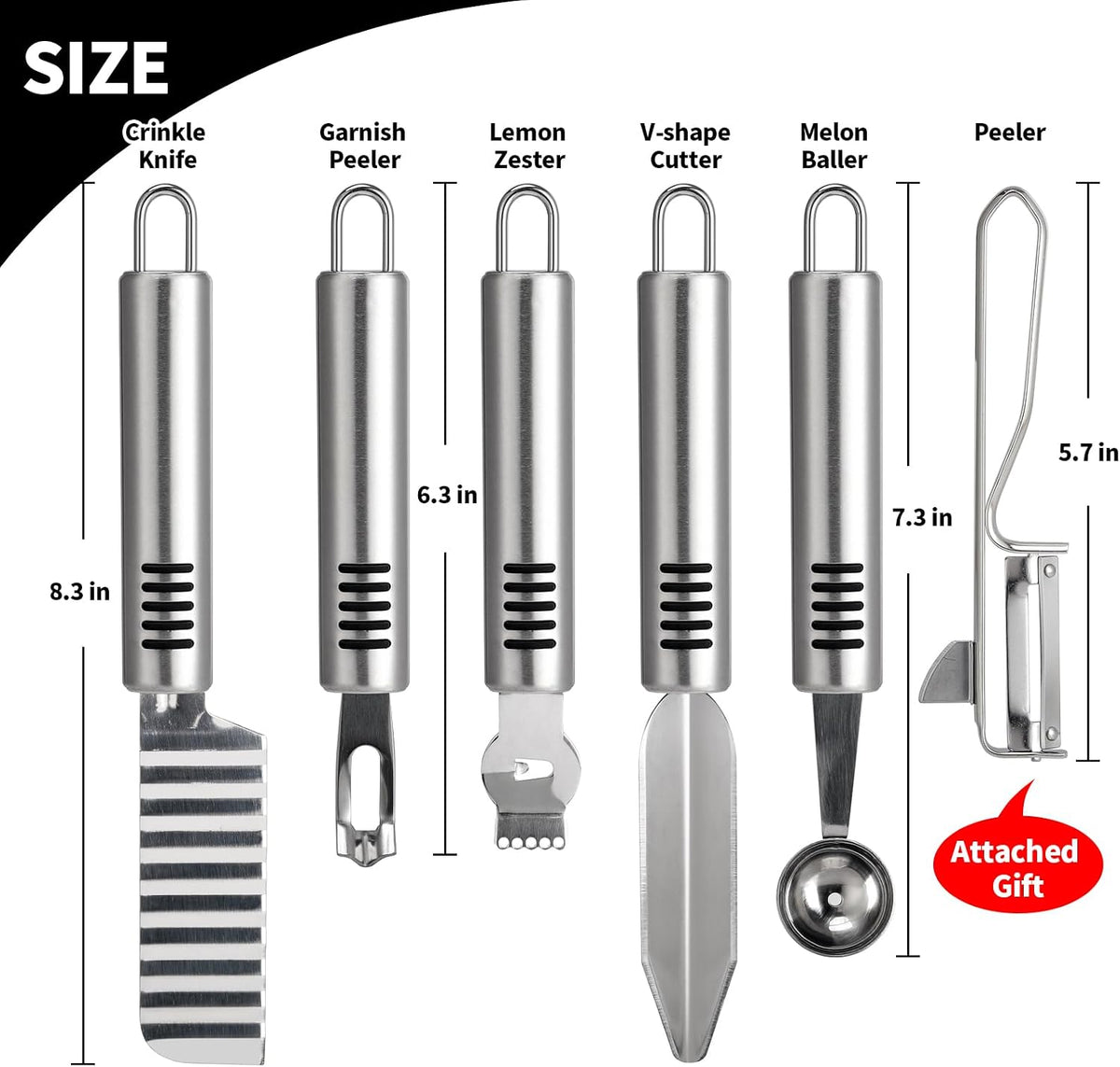 6Pcs Stainless Steel Fruit Carving Knife Set,Fruit&Vegetable Tool
