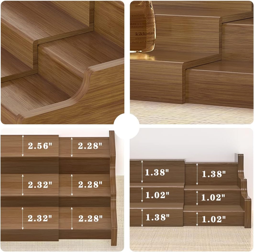 Spice Rack Kitchen Cabinet Organizer- 3 Tier Bamboo Expandable Display Shelf Yellow