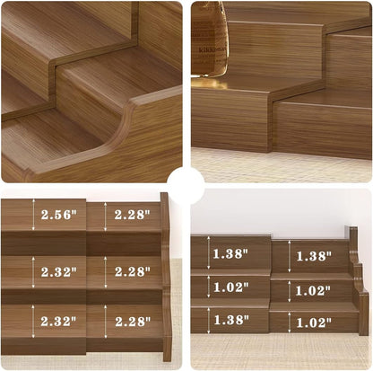 Spice Rack Kitchen Cabinet Organizer- 3 Tier Bamboo Expandable Display Shelf Yellow