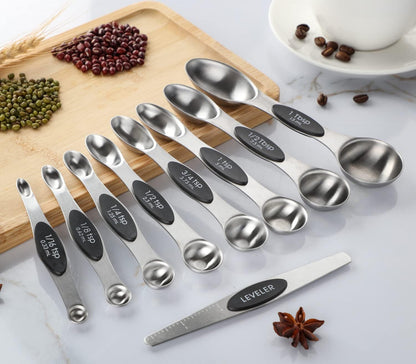 Magnetic Measuring Spoon Set 9 Dual Sided Stainless Steel Measuring Spoons