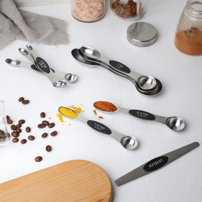 Magnetic Measuring Spoon Set 9 Dual Sided Stainless Steel Measuring Spoons