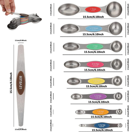 Magnetic Measuring Spoon Set 9 Dual Sided Stainless Steel Measuring Spoons