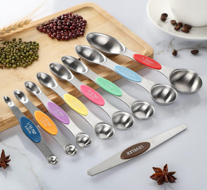 Magnetic Measuring Spoon Set 9 Dual Sided Stainless Steel Measuring Spoons