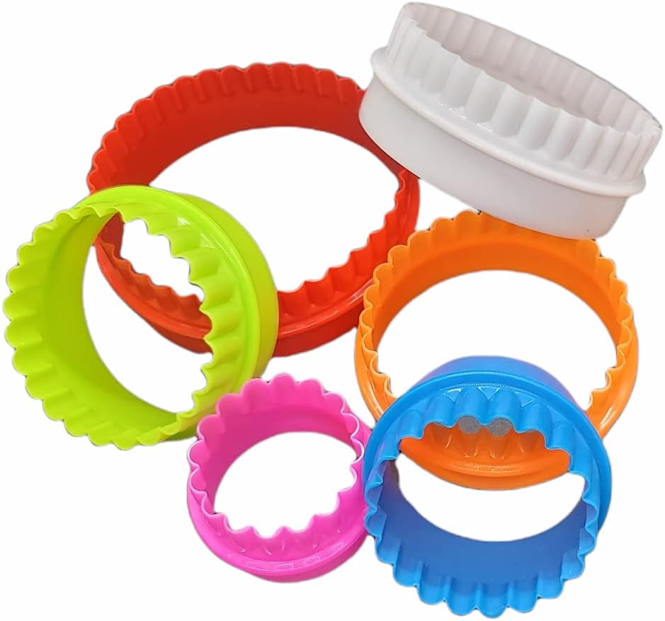 6pc Scalloped Biscuit/Cookie Dough Cutter Set, Round & Flower Edged, Dishwasher Safe, Plastic