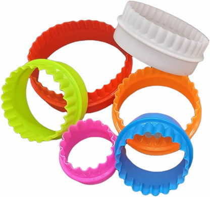 6pc Scalloped Biscuit/Cookie Dough Cutter Set, Round & Flower Edged, Dishwasher Safe, Plastic