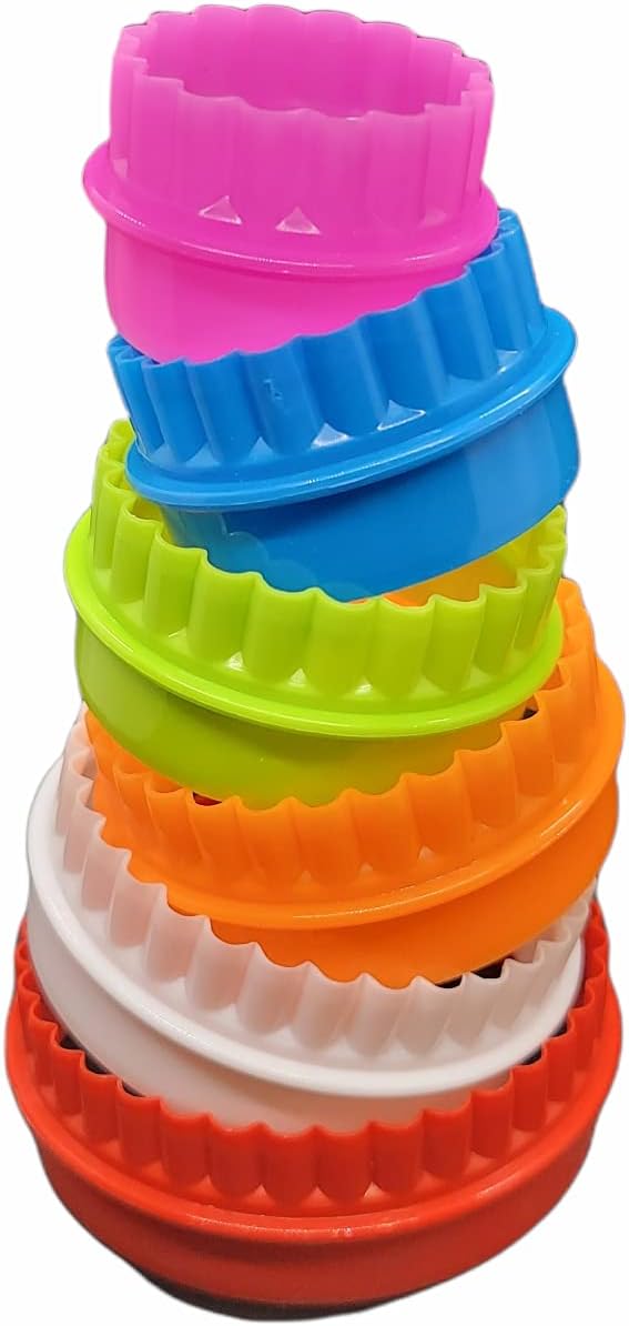 6pc Scalloped Biscuit/Cookie Dough Cutter Set, Round & Flower Edged, Dishwasher Safe, Plastic