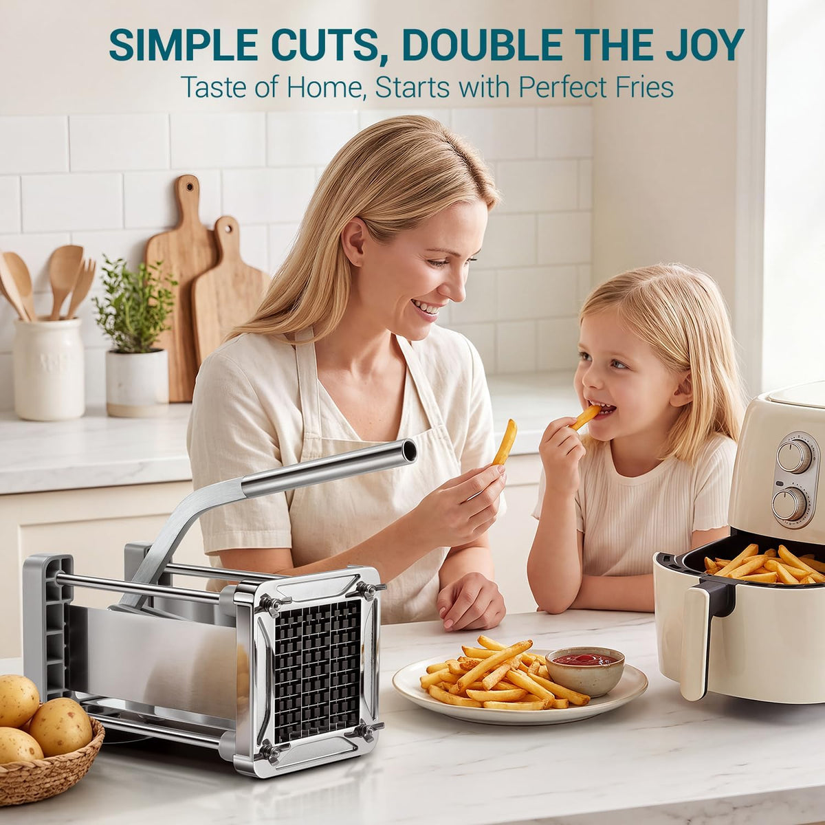 Pro French Fry Cutter for Potatoes with 1/4-1/2-3/8 Inch Blades