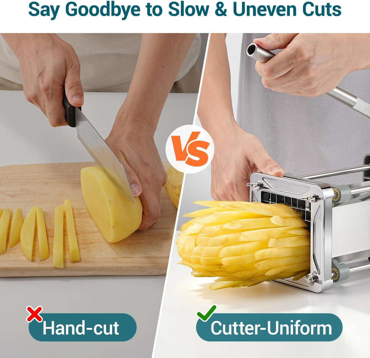 Pro French Fry Cutter for Potatoes with 1/4-1/2-3/8 Inch Blades