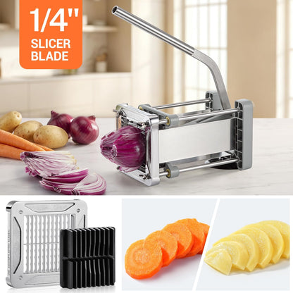Pro French Fry Cutter for Potatoes with 1/4-1/2-3/8 Inch Blades