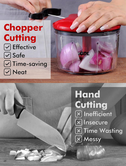Food Chopper, Vegetable Chopper, Pull String Onion Chopper Dicer, 800ML