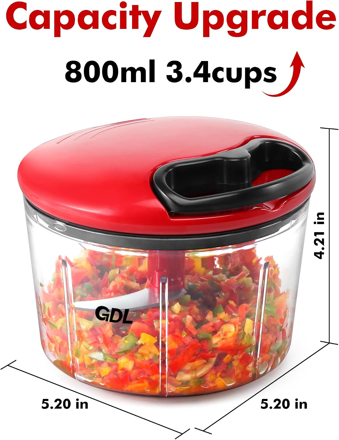 Food Chopper, Vegetable Chopper, Pull String Onion Chopper Dicer, 800ML