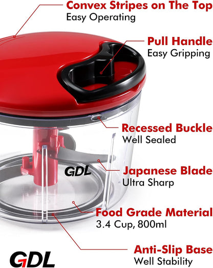 Food Chopper, Vegetable Chopper, Pull String Onion Chopper Dicer, 800ML
