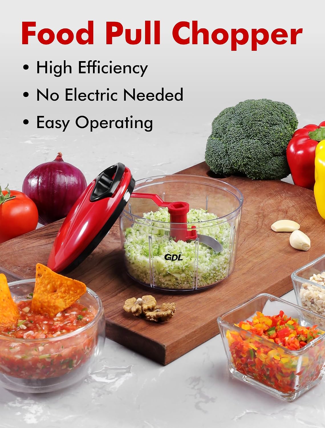 Food Chopper, Vegetable Chopper, Pull String Onion Chopper Dicer, 800ML