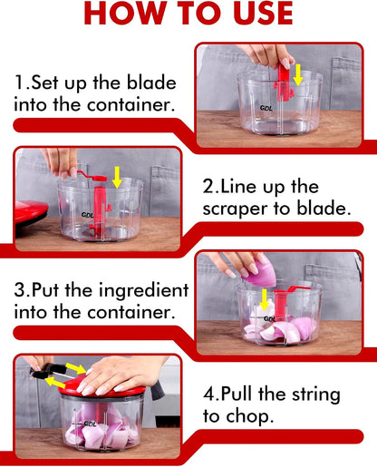 Food Chopper, Vegetable Chopper, Pull String Onion Chopper Dicer, 800ML