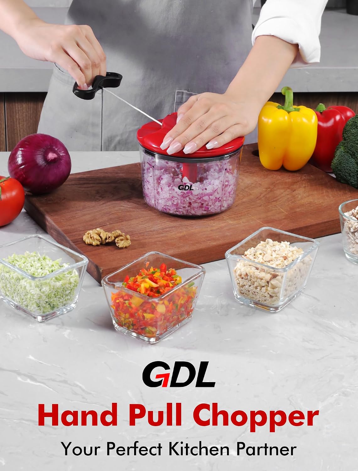 Food Chopper, Vegetable Chopper, Pull String Onion Chopper Dicer, 800ML